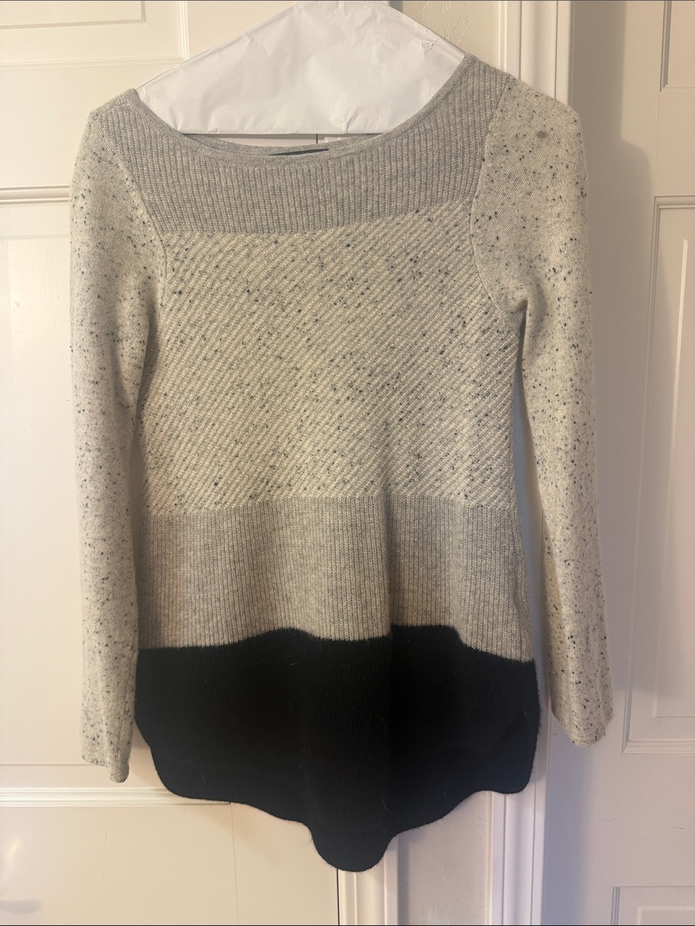 Charter Club Multi-Tone Crewneck Cashmere Sweater - Gray and Black